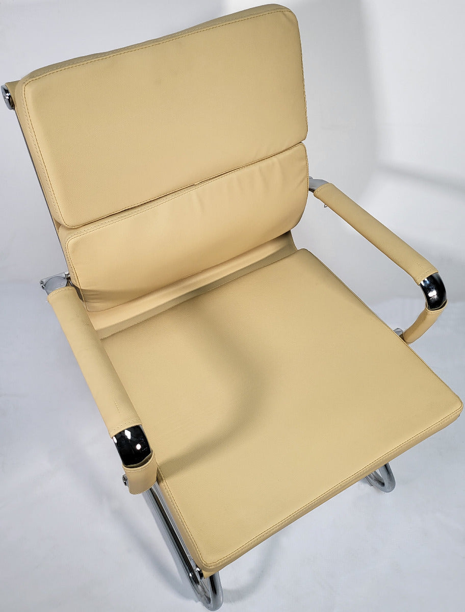 Beige Leather Soft Padded with Chrome Visitor Chair - SZ-236